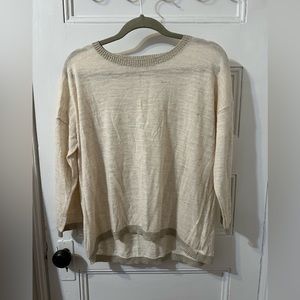 LOFT sweater 3/4 sleeve size Large gold ribbed shimmer light layer